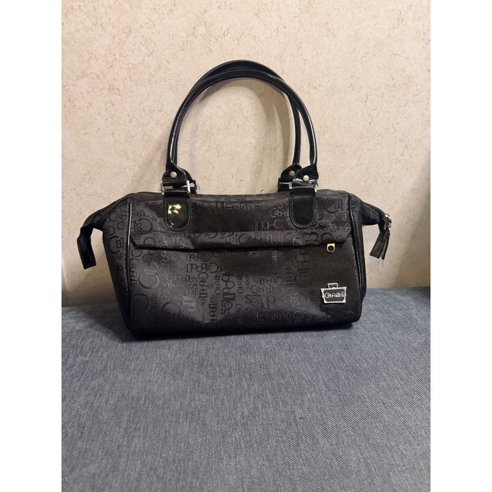 Caboodles Black Monogram Jacquard Train Case Travel Makeup Bag Red Polka Dot